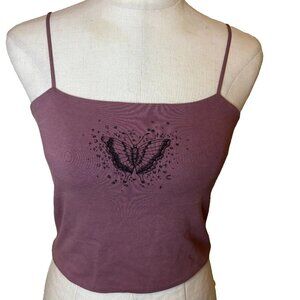 American Eagle Purple Butterfly Print Crop Top Tube Size Medium Like New #153